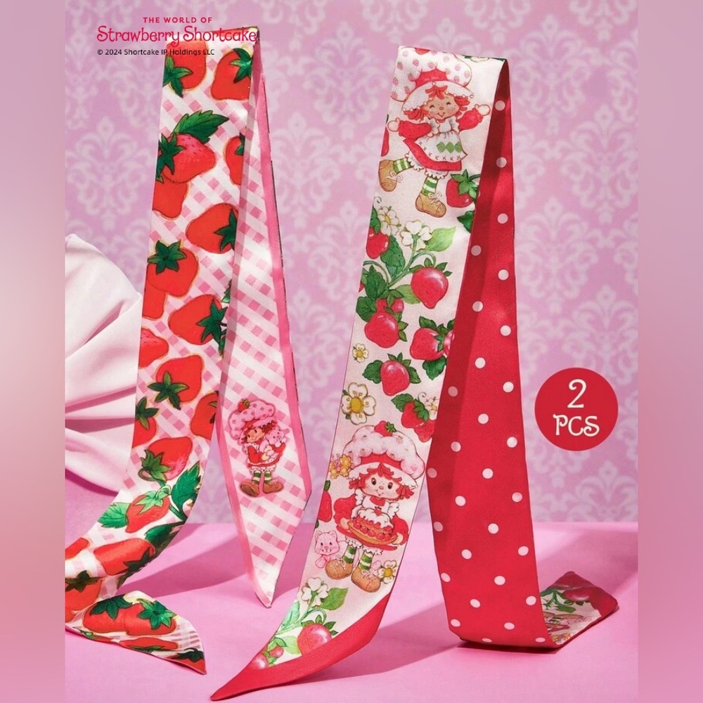 Strawberry Shortcake Strawberry Print Hair Scarves - Pink & Red Set